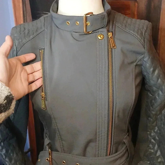 Michael kors XSPersonality Belted buckle quilted jacket SlimmingLightweight Grey - Picture 8 of 13